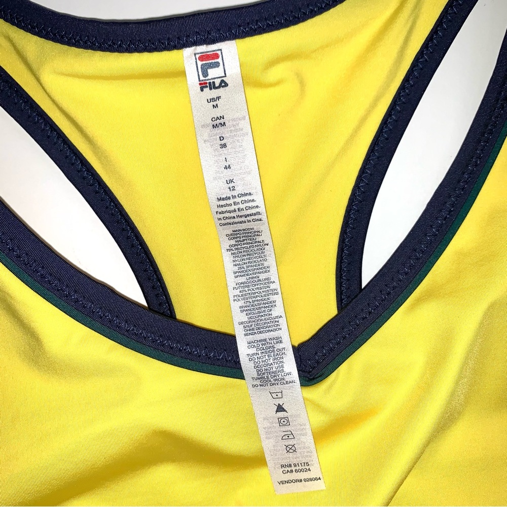 Fila UPF 50+ Yellow Racerback Tennis Dress w/ Matching Undershorts Size Medium - Picture 10 of 13
